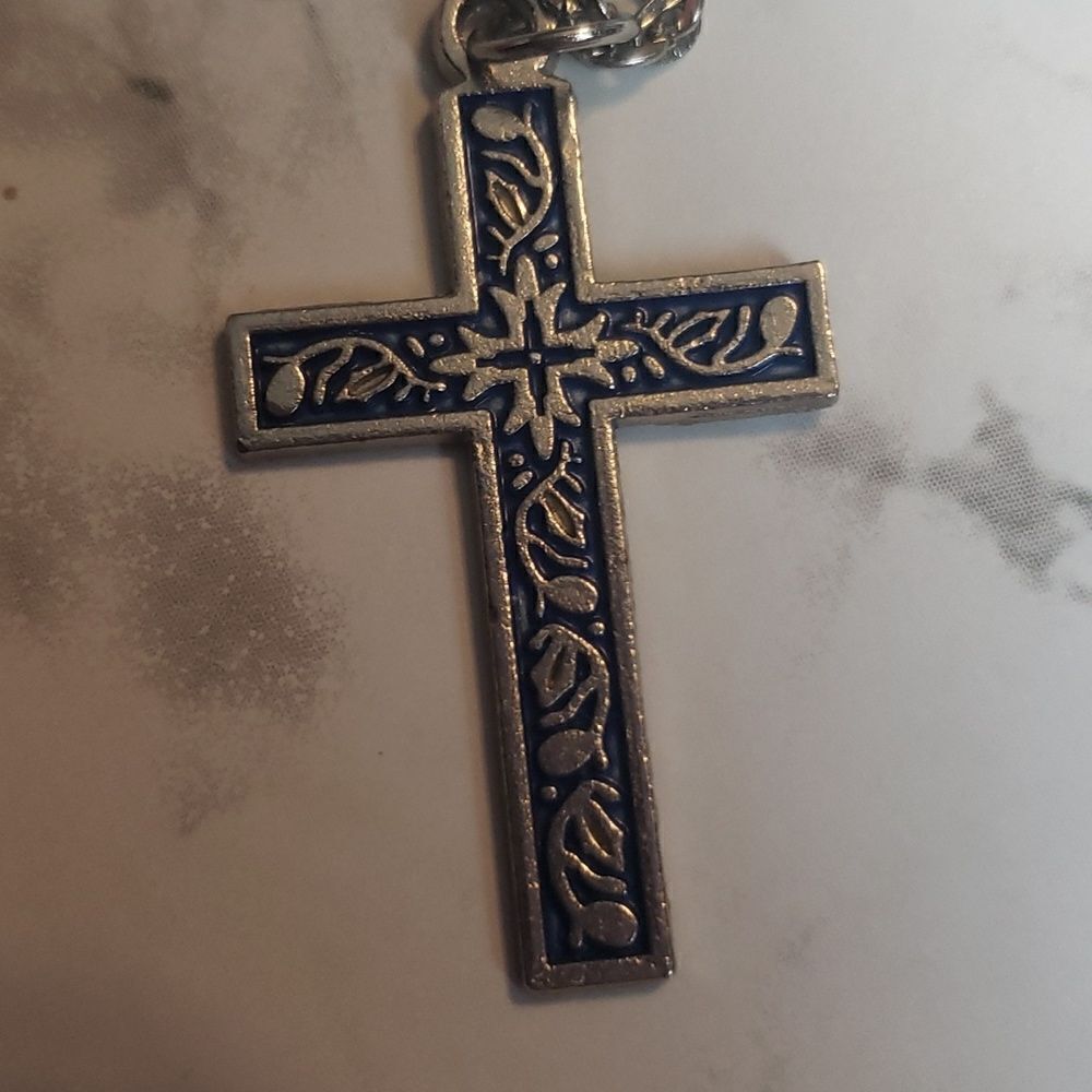 Blue Cross Necklace  - Picture 6 of 10